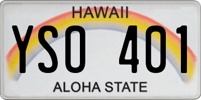 HI license plate YSO401
