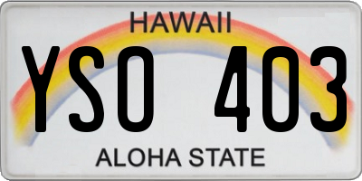 HI license plate YSO403