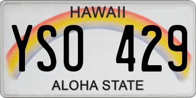 HI license plate YSO429