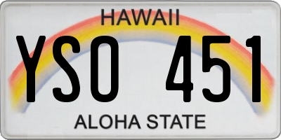 HI license plate YSO451