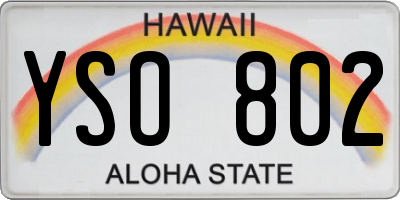 HI license plate YSO802