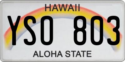 HI license plate YSO803