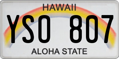 HI license plate YSO807