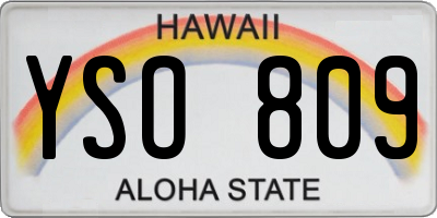 HI license plate YSO809