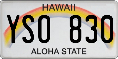 HI license plate YSO830