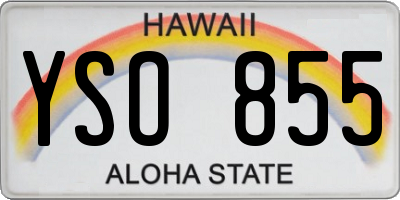 HI license plate YSO855