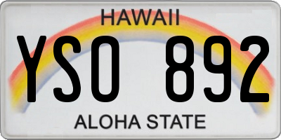 HI license plate YSO892
