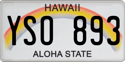HI license plate YSO893