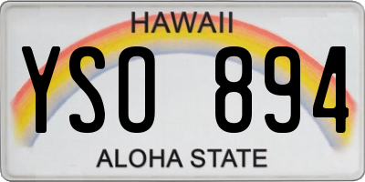 HI license plate YSO894