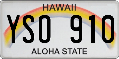 HI license plate YSO910