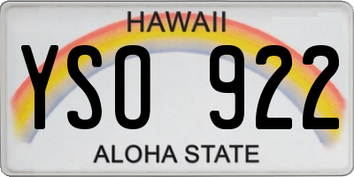 HI license plate YSO922