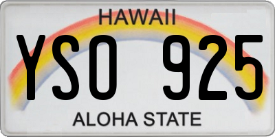 HI license plate YSO925