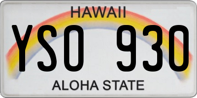 HI license plate YSO930