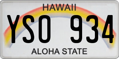 HI license plate YSO934
