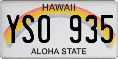 HI license plate YSO935