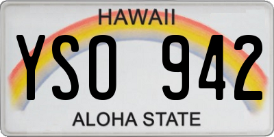 HI license plate YSO942