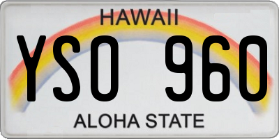 HI license plate YSO960