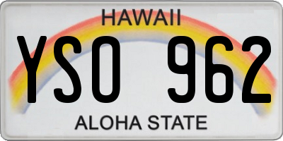 HI license plate YSO962