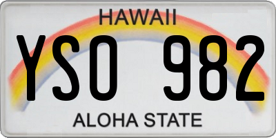 HI license plate YSO982