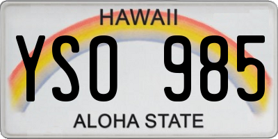 HI license plate YSO985