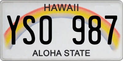 HI license plate YSO987