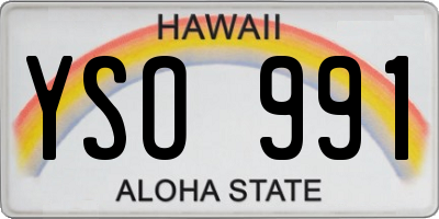 HI license plate YSO991