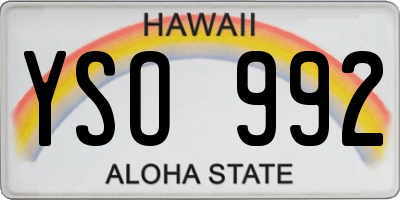 HI license plate YSO992