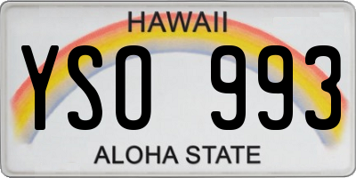 HI license plate YSO993