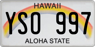 HI license plate YSO997
