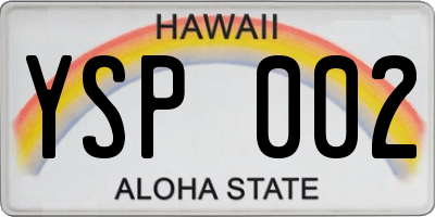 HI license plate YSP002