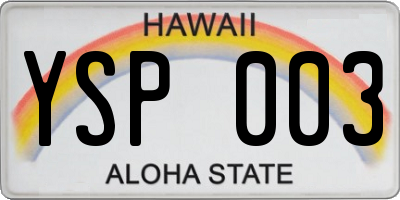 HI license plate YSP003