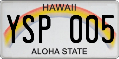 HI license plate YSP005