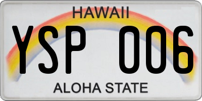 HI license plate YSP006