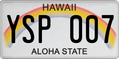 HI license plate YSP007