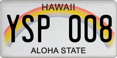 HI license plate YSP008