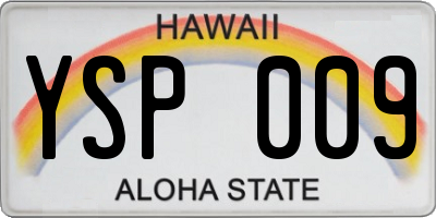 HI license plate YSP009