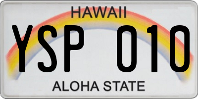 HI license plate YSP010