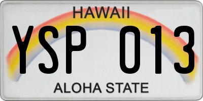 HI license plate YSP013