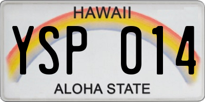 HI license plate YSP014
