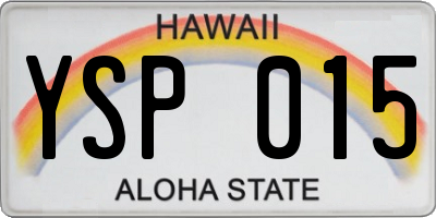 HI license plate YSP015