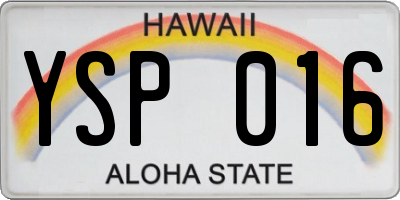 HI license plate YSP016
