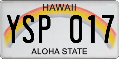 HI license plate YSP017