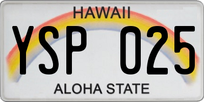 HI license plate YSP025