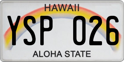 HI license plate YSP026