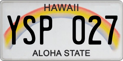 HI license plate YSP027
