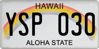 HI license plate YSP030