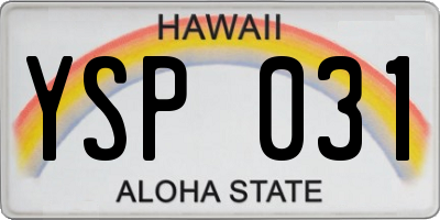 HI license plate YSP031