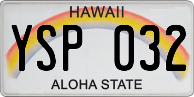 HI license plate YSP032