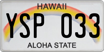 HI license plate YSP033