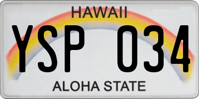 HI license plate YSP034